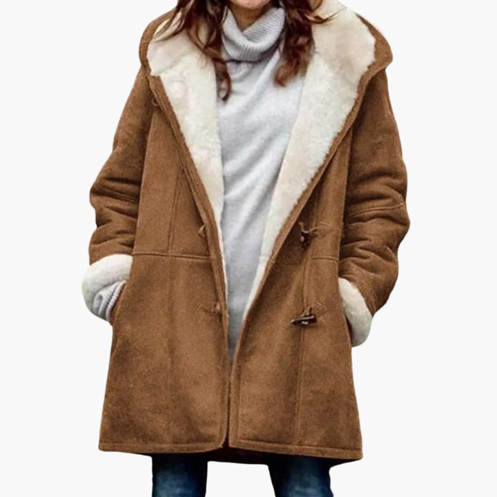 Damen-Hoodie-Mantel – Knopfverschluss-Style