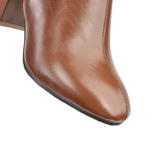Damen-Kniehohe Stiefel mit Absatz und Reißverschluss