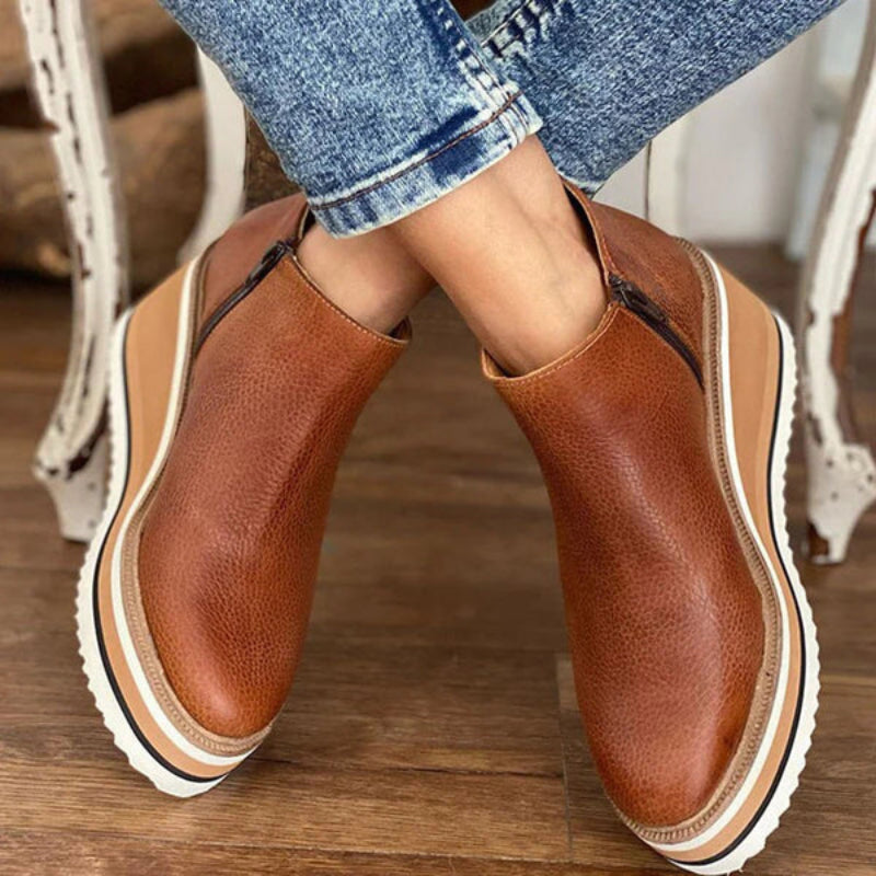 Damen-Keilabsatzstiefeletten mit Vintage-Charme