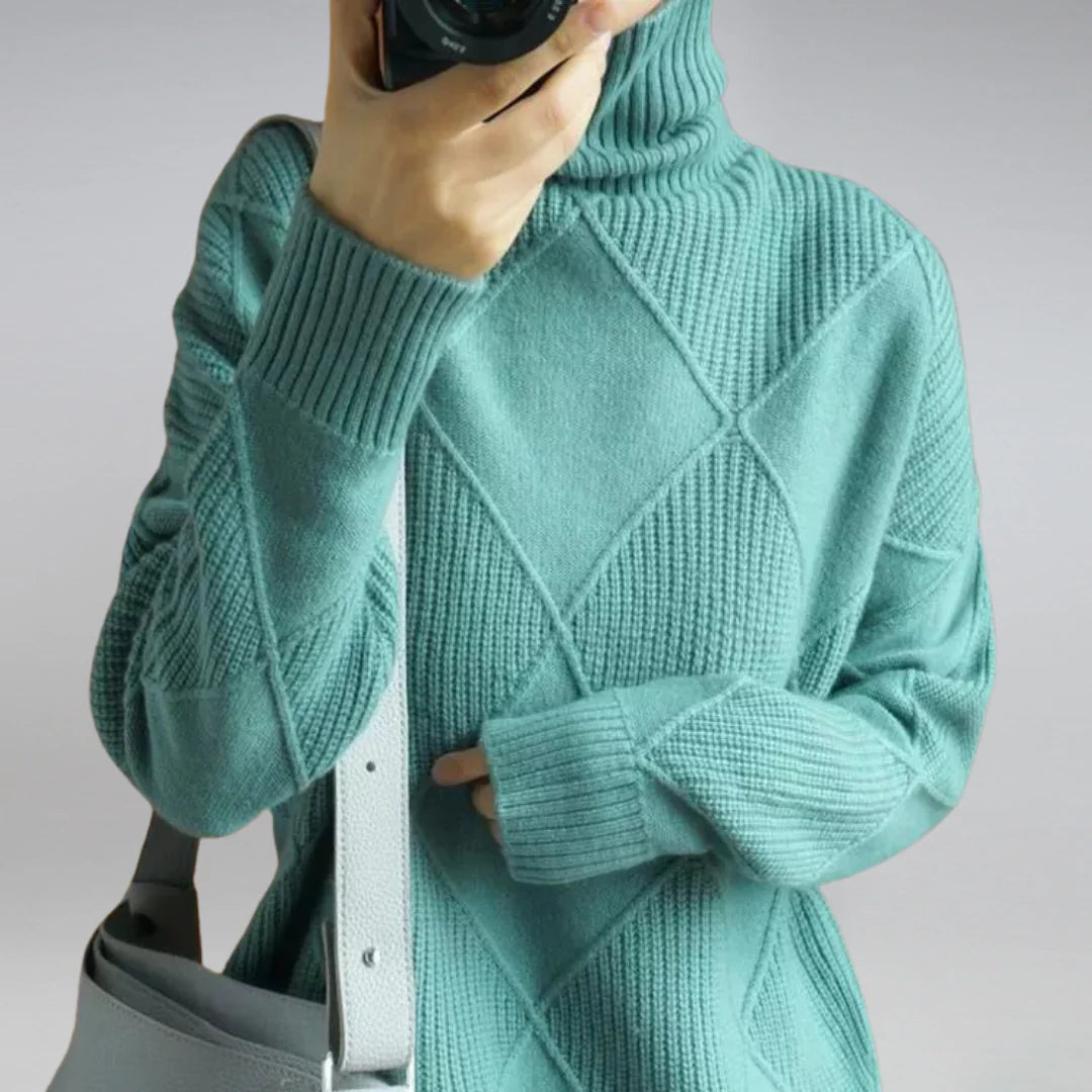 Luxuriöser Damen-Rollkragenpullover aus feiner Wolle