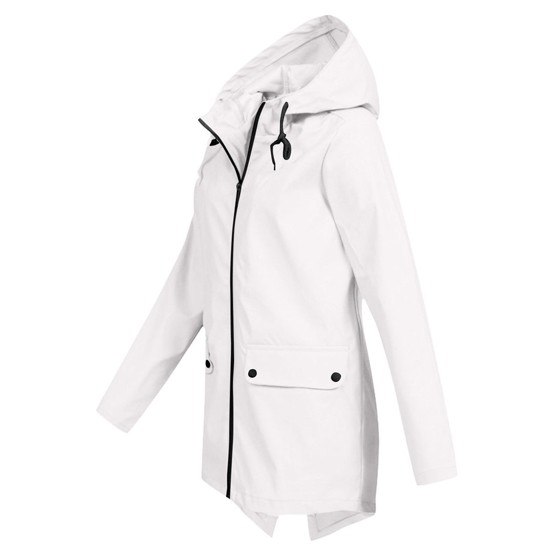Halblange wasserdichte Jacke für Damen mit Reißverschluss