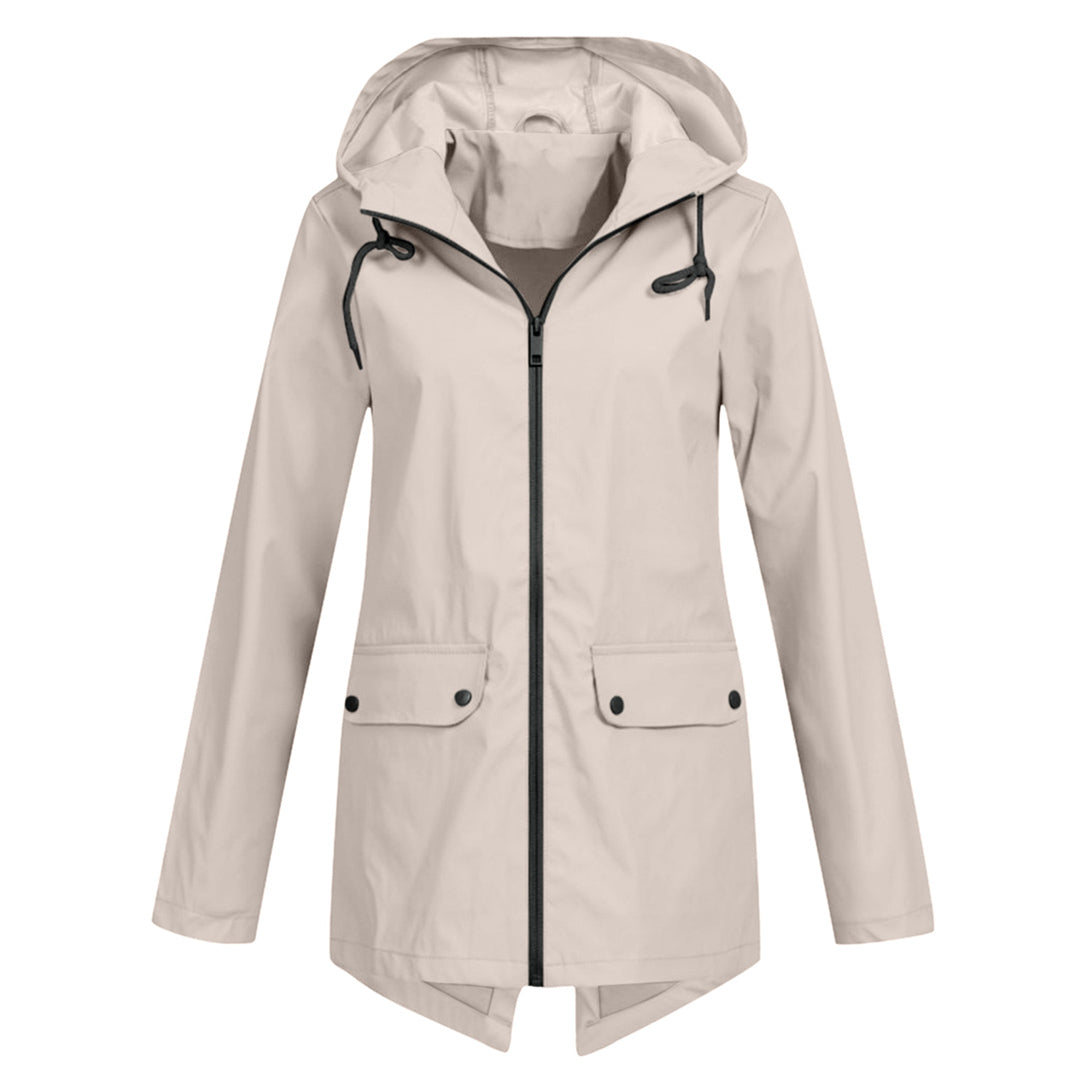 Halblange wasserdichte Jacke für Damen mit Reißverschluss