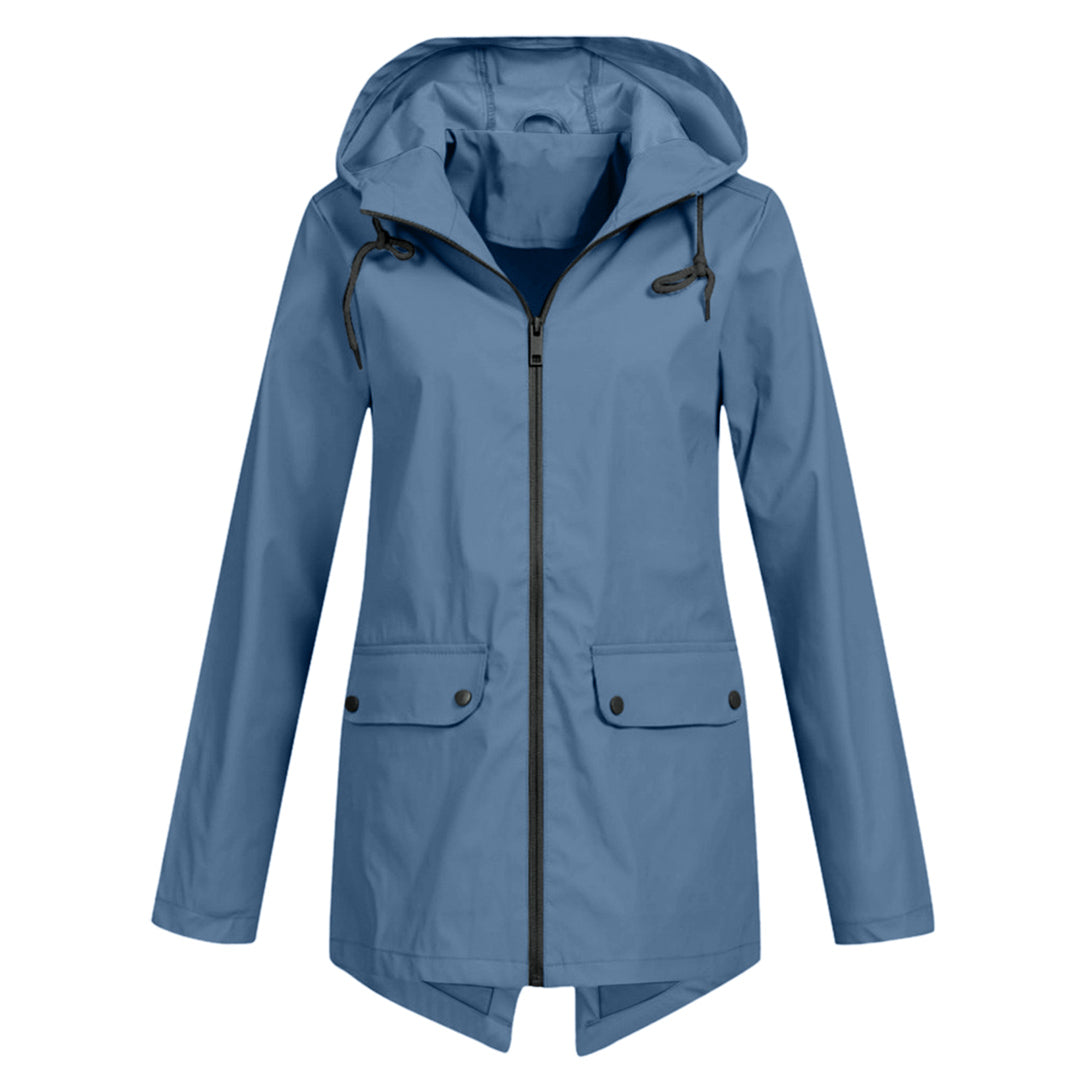 Halblange wasserdichte Jacke für Damen mit Reißverschluss