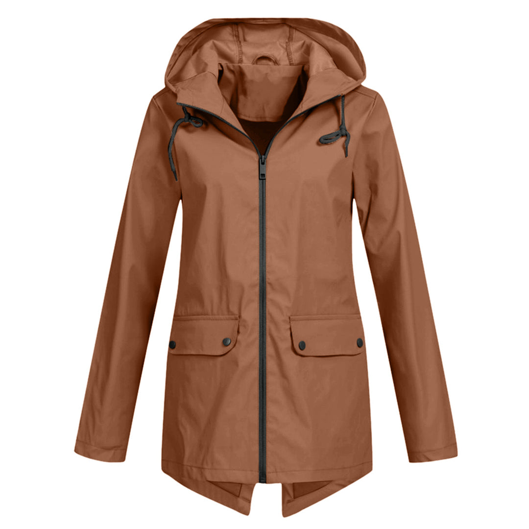 Halblange wasserdichte Jacke für Damen mit Reißverschluss