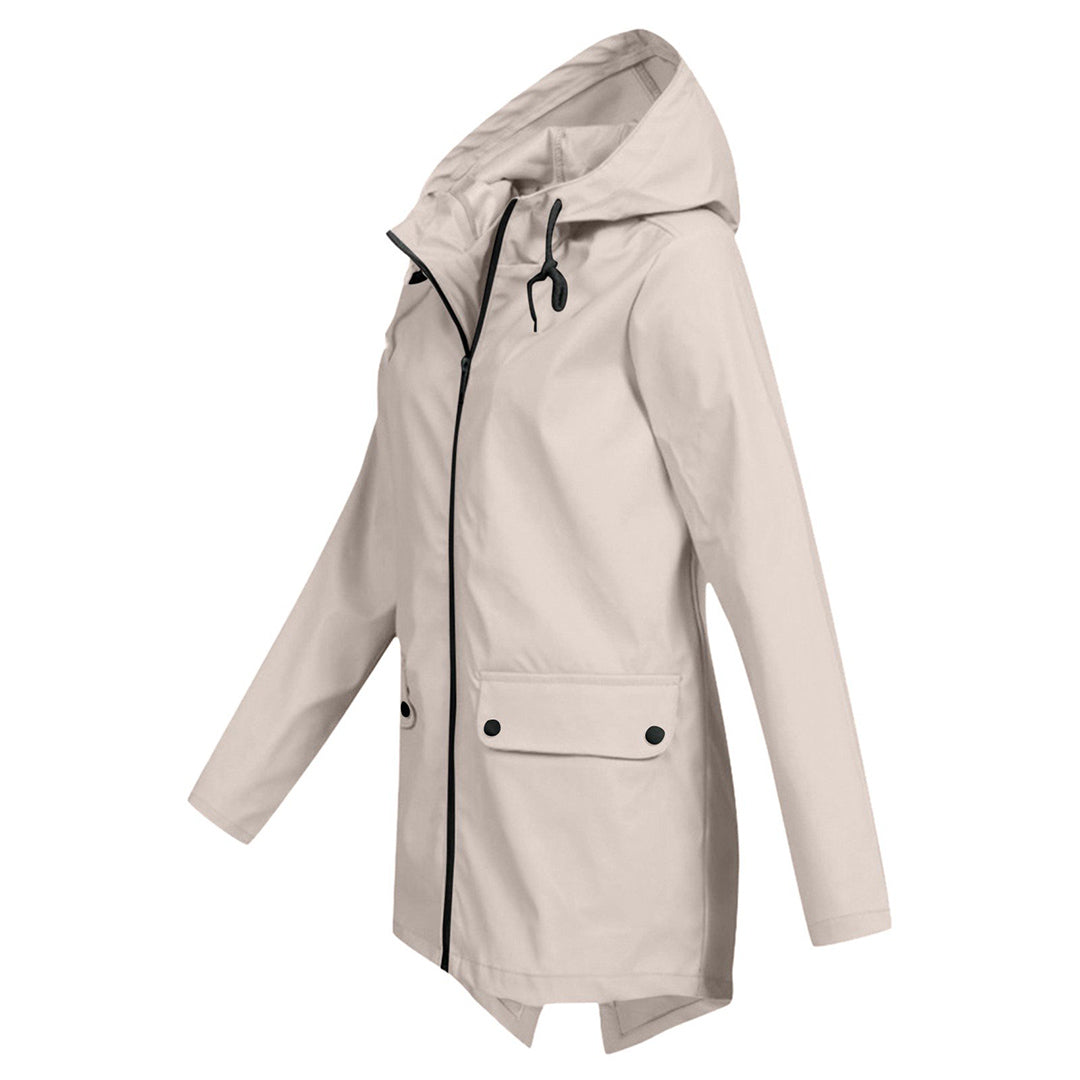 Halblange wasserdichte Jacke für Damen mit Reißverschluss