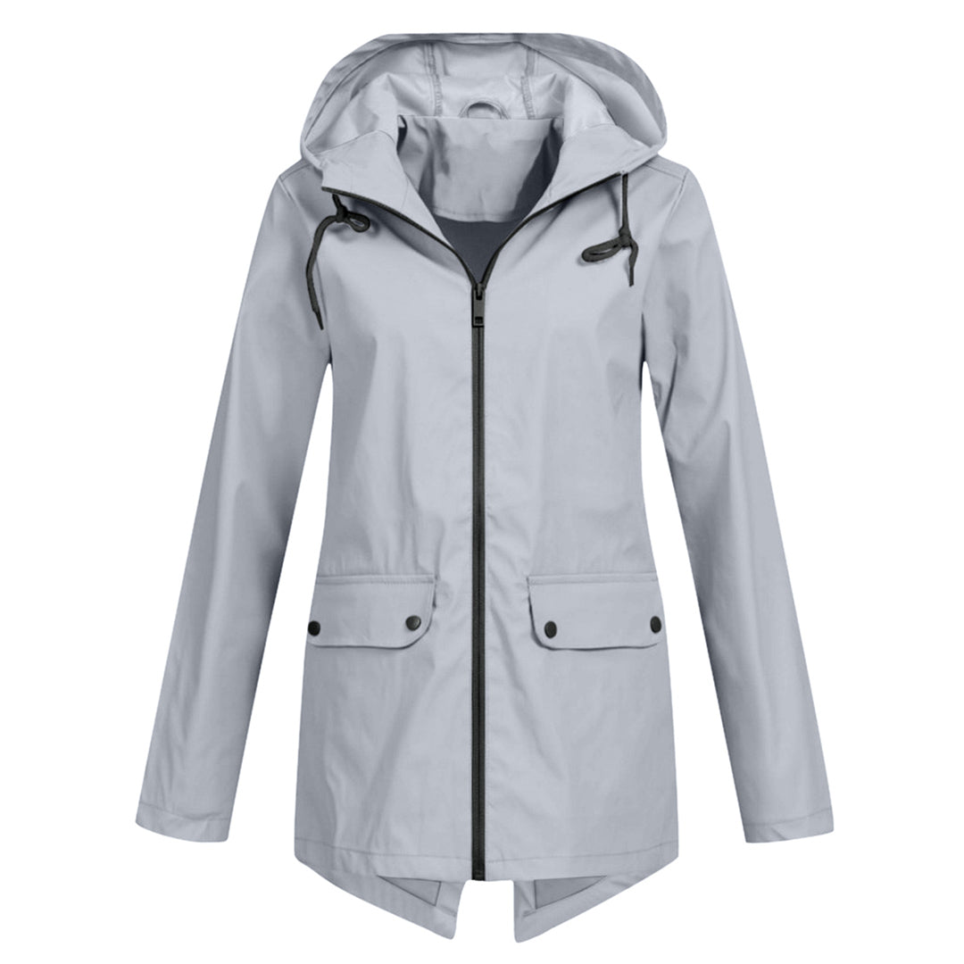 Halblange wasserdichte Jacke für Damen mit Reißverschluss