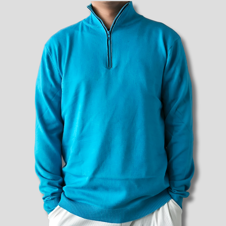 Herrenpullover mit halbem Reißverschluss