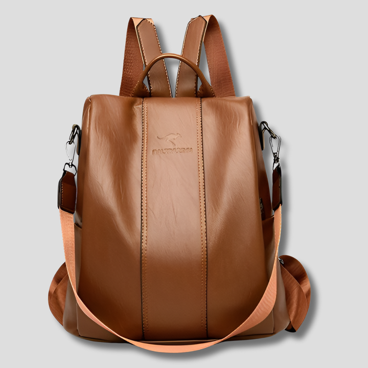 Diebstahlsicherer Lederrucksack für stilbewusste Frauen