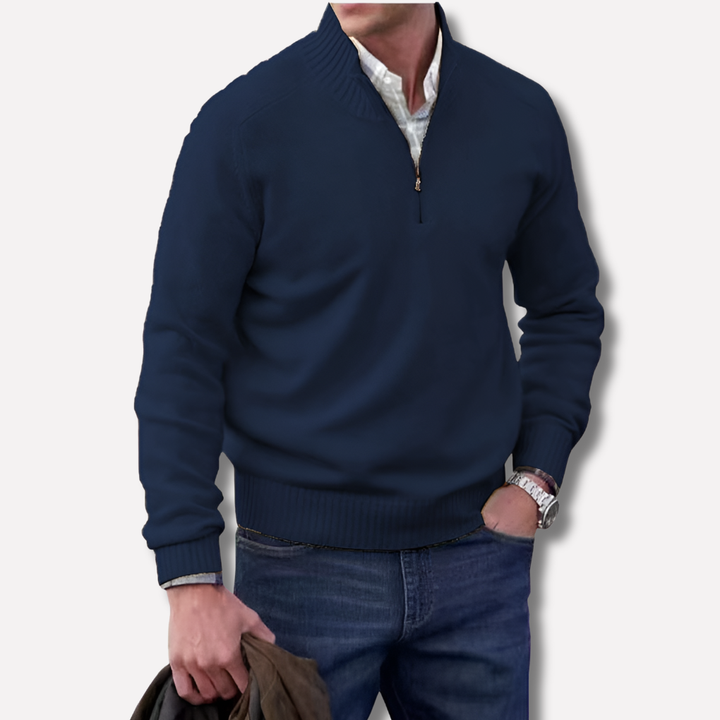 Herrenpullover mit halbem Reißverschluss