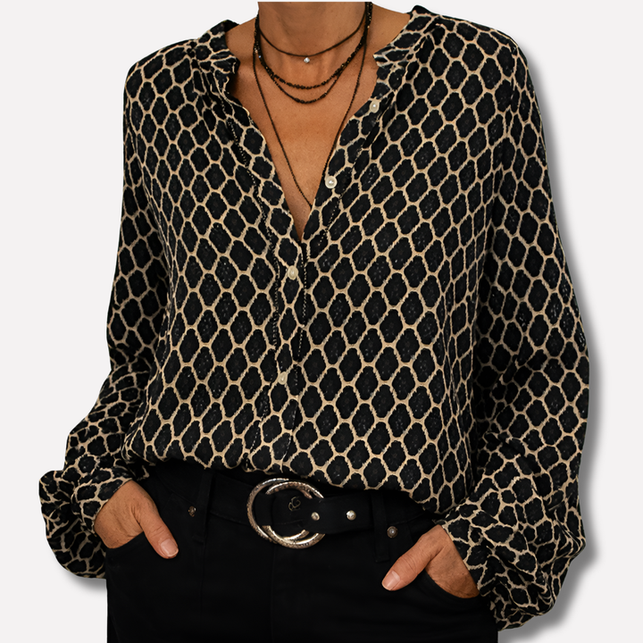 Elegante Bluse mit V-Ausschnitt und Print