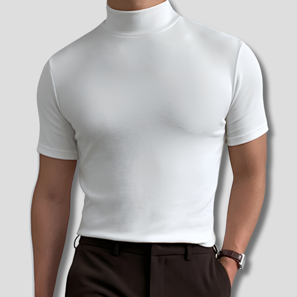 Herren-T-Shirt mit hohem Kragen