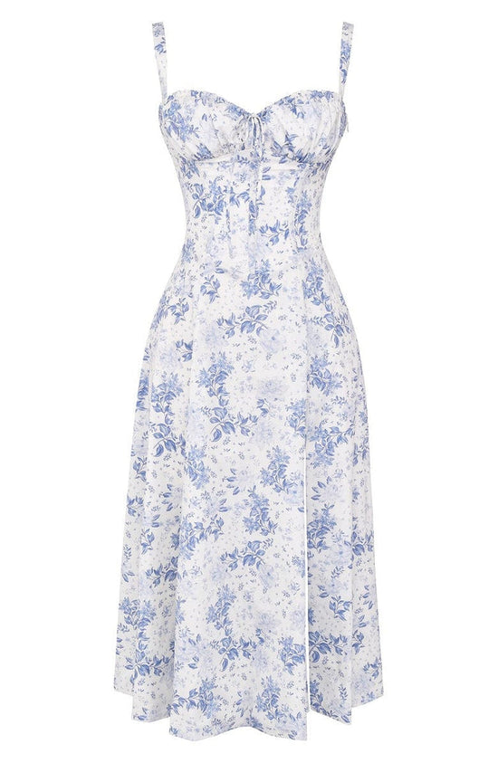 Blumiges, tailliertes Kleid