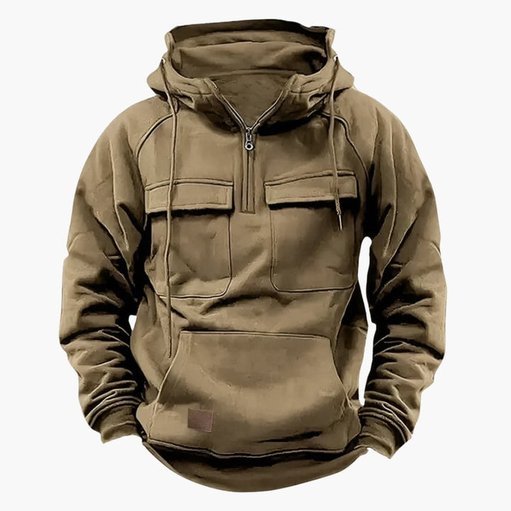 Herren Halb-Zip Kapuzenpullover mit Brusttaschen