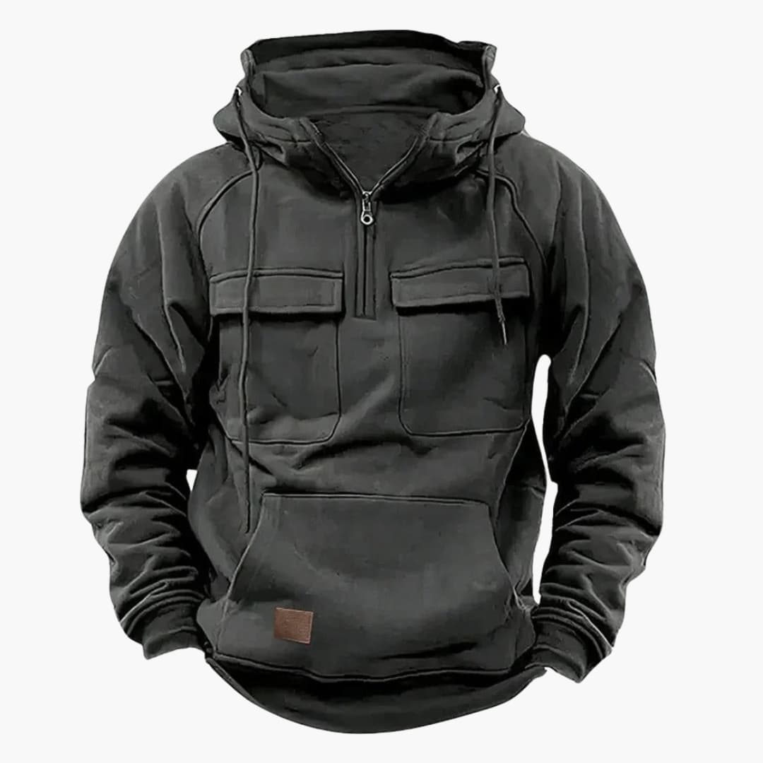 Herren Halb-Zip Kapuzenpullover mit Brusttaschen