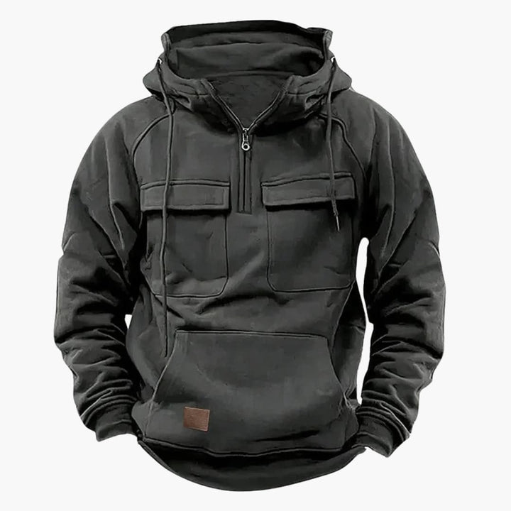 Herren Halb-Zip Kapuzenpullover mit Brusttaschen