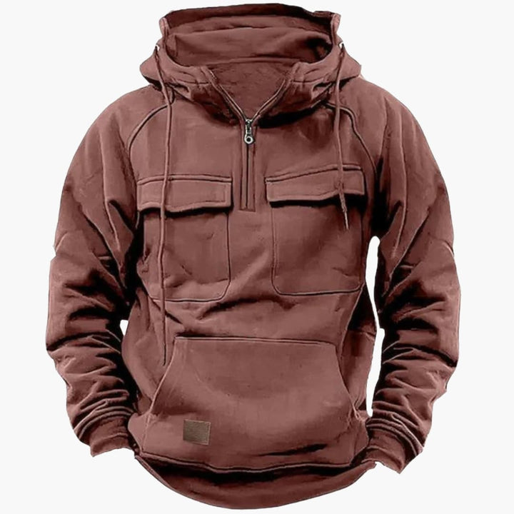 Herren Halb-Zip Kapuzenpullover mit Brusttaschen