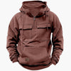 Herren Halb-Zip Kapuzenpullover mit Brusttaschen