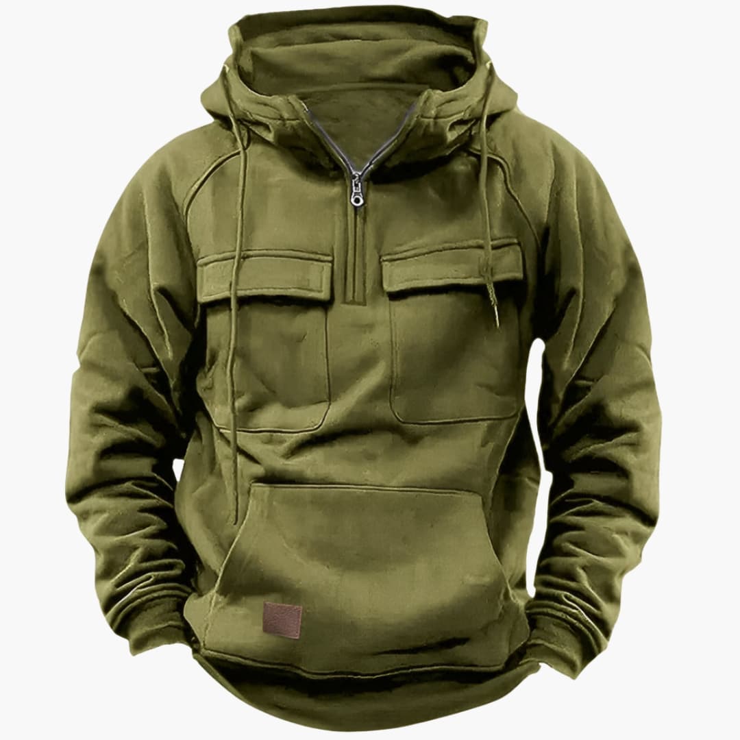 Herren Halb-Zip Kapuzenpullover mit Brusttaschen