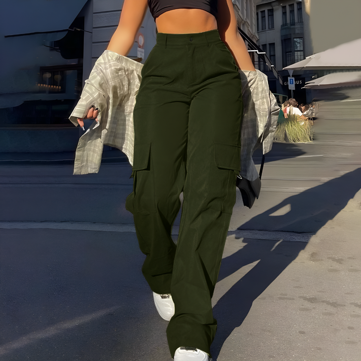 Hochtaillierte Cargohose für Damen