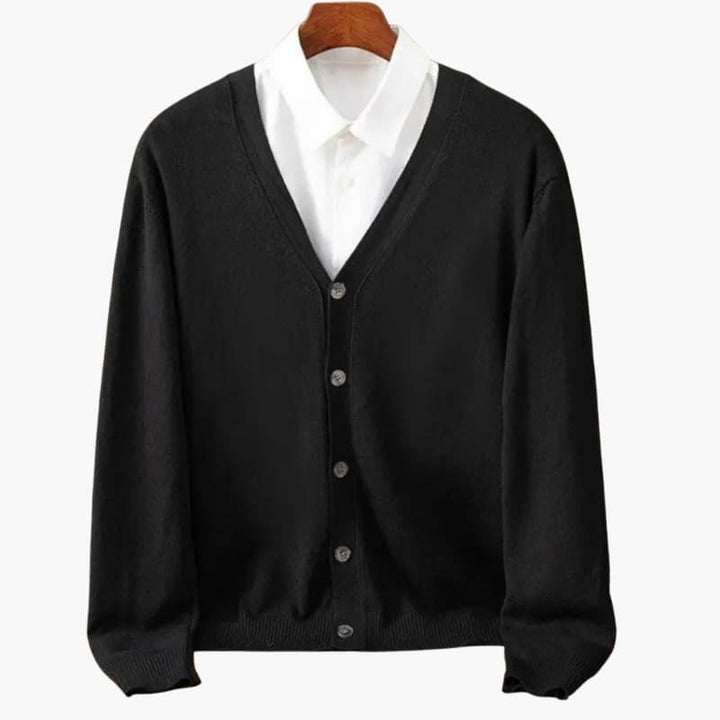 Herren V-Ausschnitt Knopf-Front Cardigan – Klassische Strickschicht