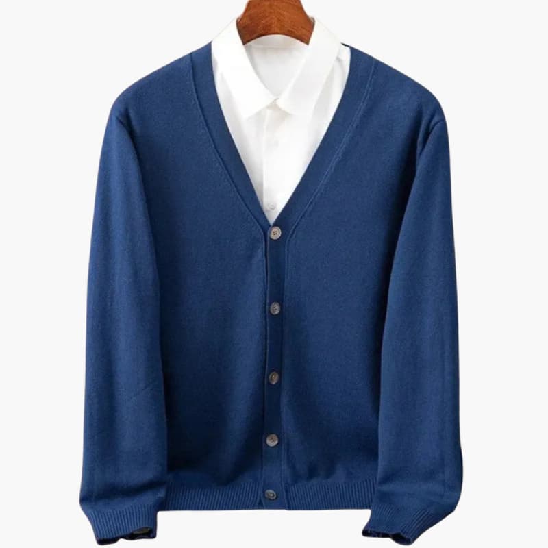 Herren V-Ausschnitt Knopf-Front Cardigan – Klassische Strickschicht