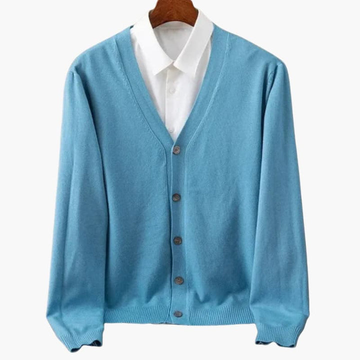 Herren V-Ausschnitt Knopf-Front Cardigan – Klassische Strickschicht