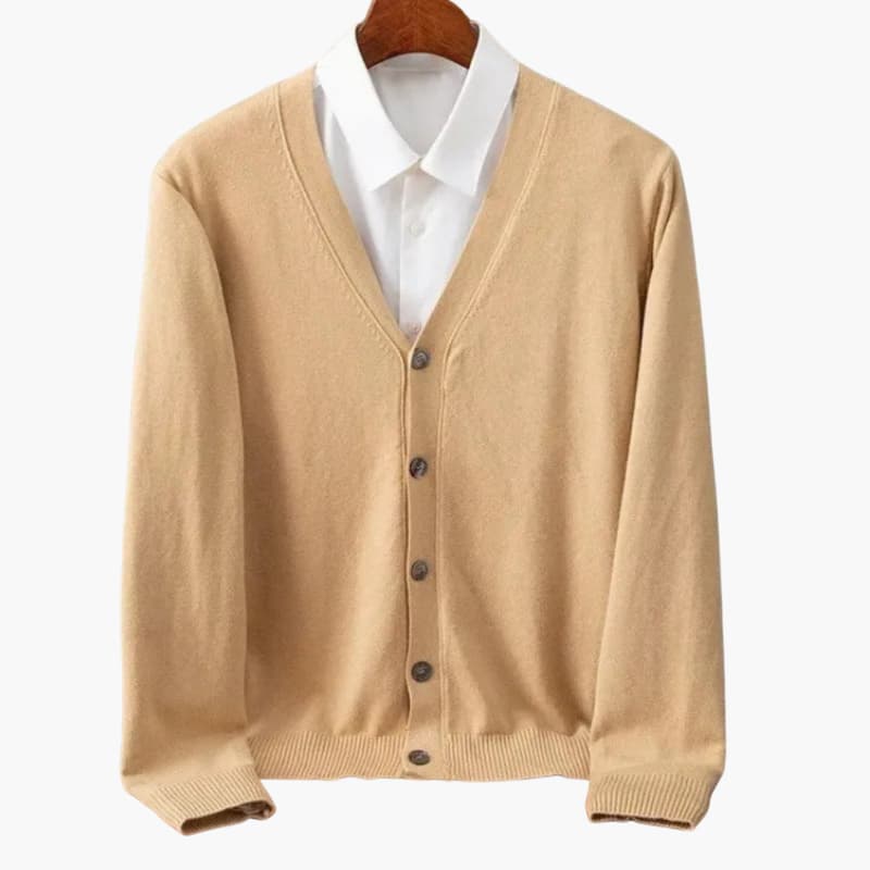 Herren V-Ausschnitt Knopf-Front Cardigan – Klassische Strickschicht