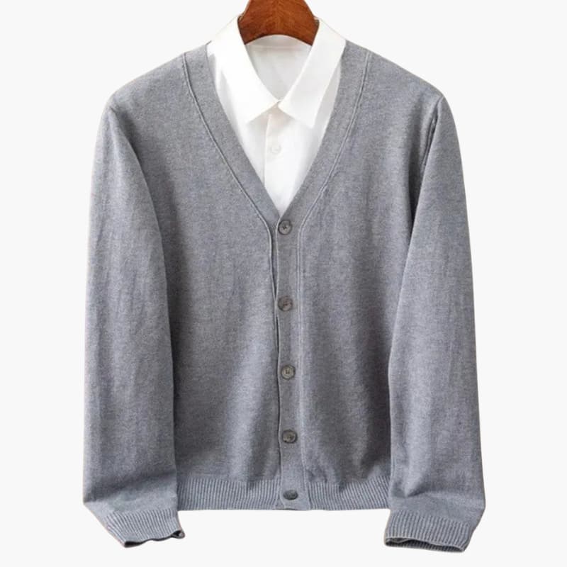 Herren V-Ausschnitt Knopf-Front Cardigan – Klassische Strickschicht