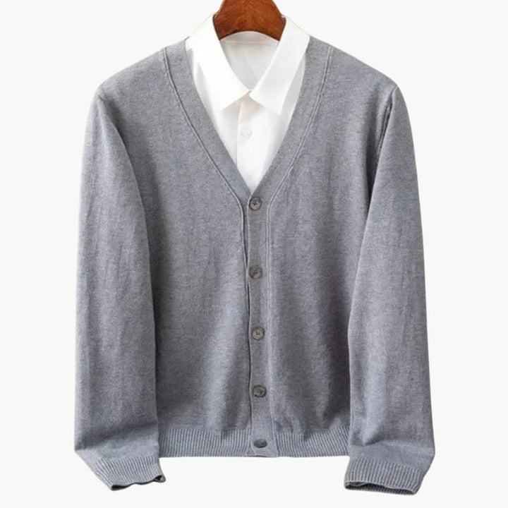 Herren V-Ausschnitt Knopf-Front Cardigan – Klassische Strickschicht