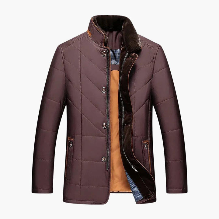 Herren Steppjacke mit Knopfverschluss – Stehkragen-Oberbekleidung
