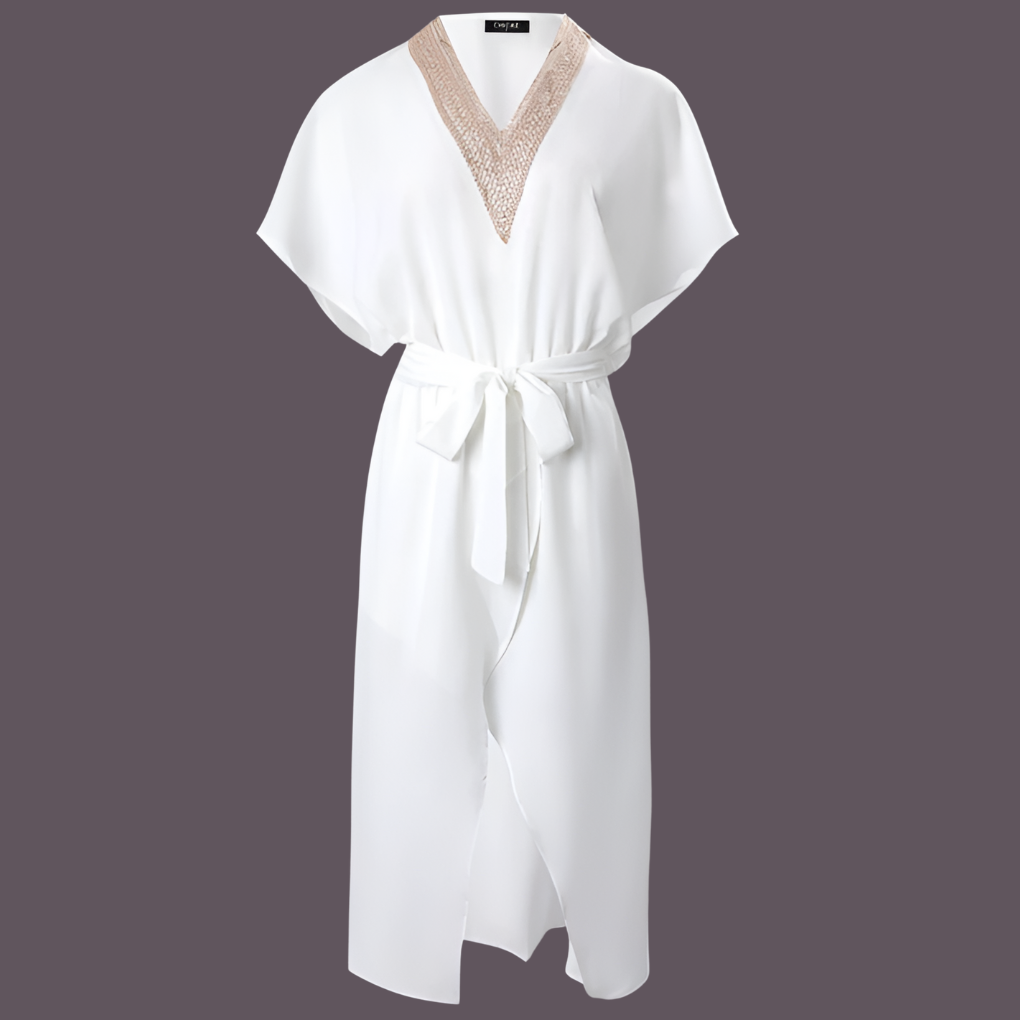 Modernes Midikleid mit V-Ausschnitt
