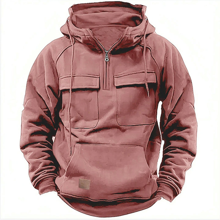 Herren Halb-Zip Kapuzenpullover mit Brusttaschen