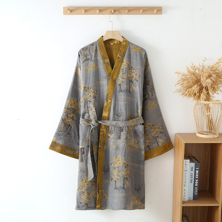 Leichter Kimono-Bademantel für Herren aus Baumwolle