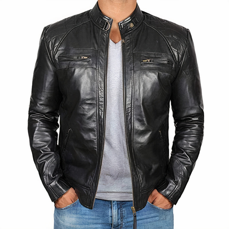 Robuste Motorradjacke für Herren mit Reißverschlusstaschen