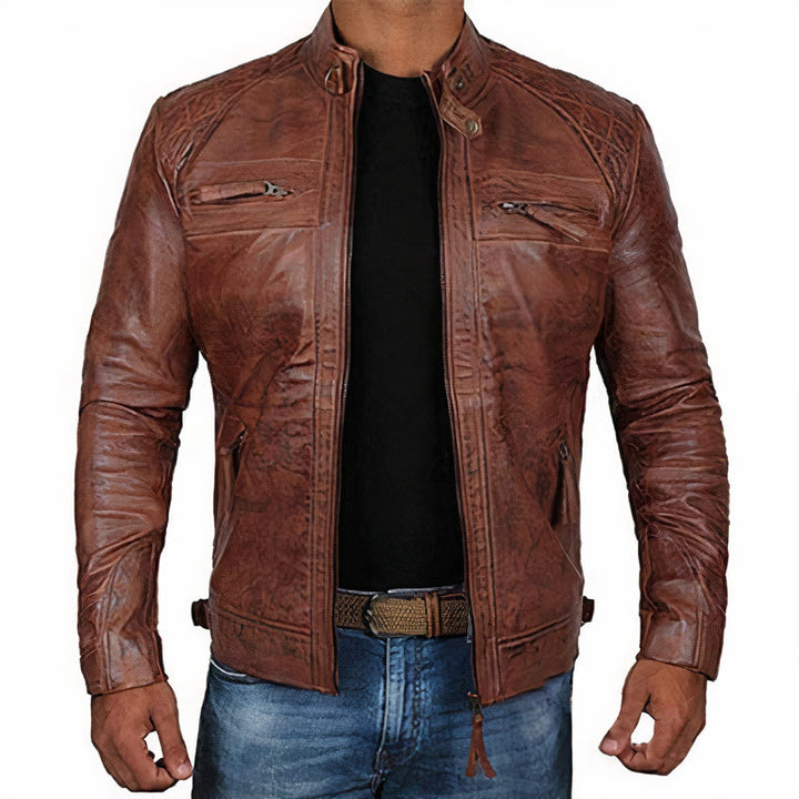 Robuste Motorradjacke für Herren mit Reißverschlusstaschen
