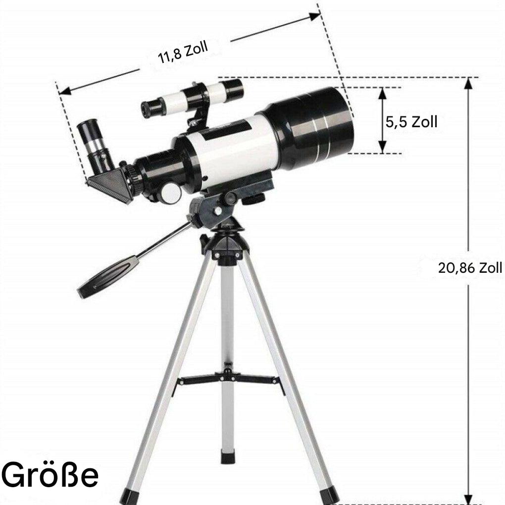 Professionelles 300/70-mm-Teleskop mit Stativ und Handyhalterung