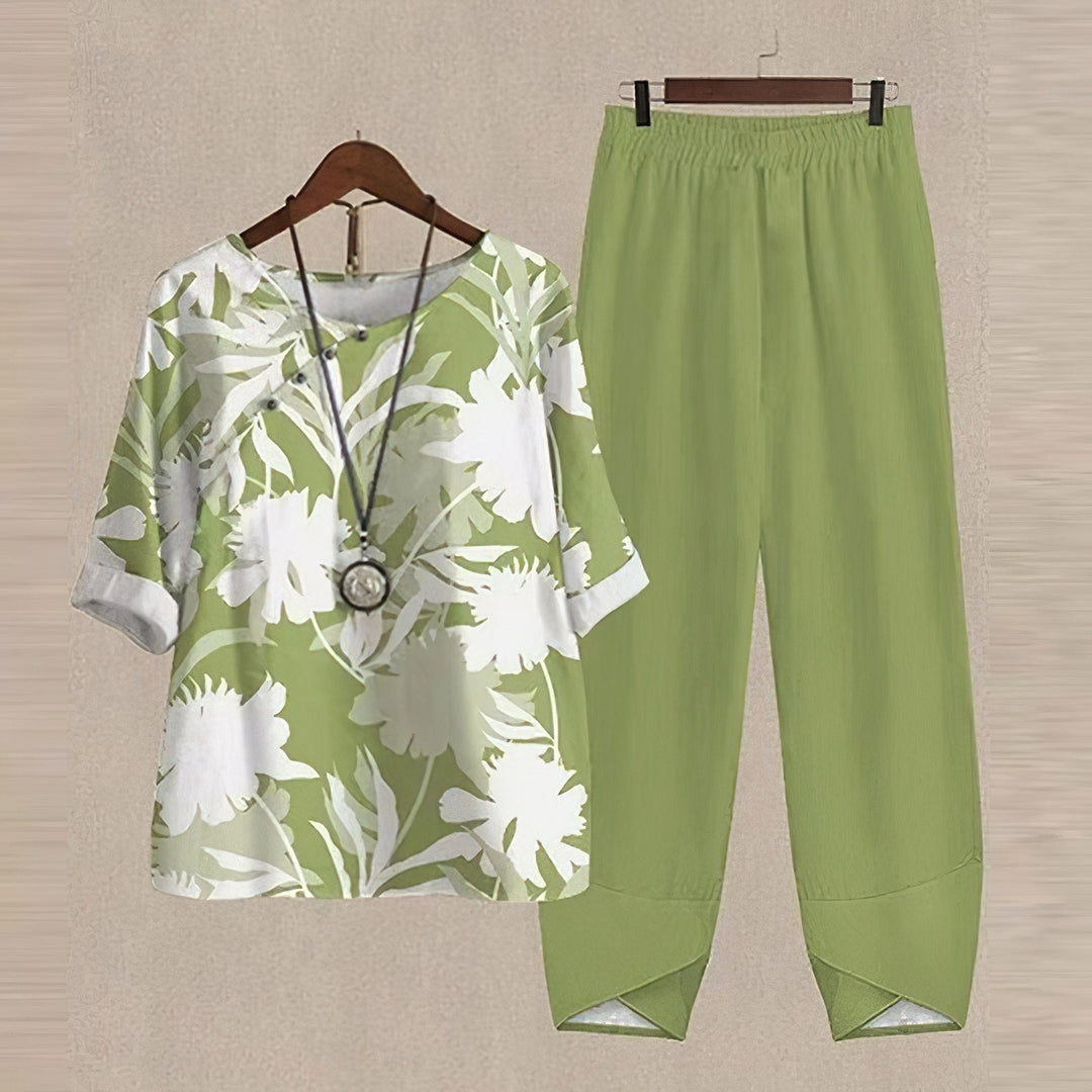 Perfekt bequemes, elegantes 2-teiliges Set mit Blumenmuster