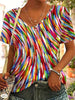 Retro V-Ausschnitt T-Shirt für Damen
