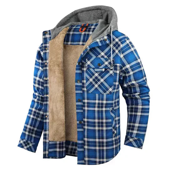 Karierte Hemdjacke mit Kapuze für Herren