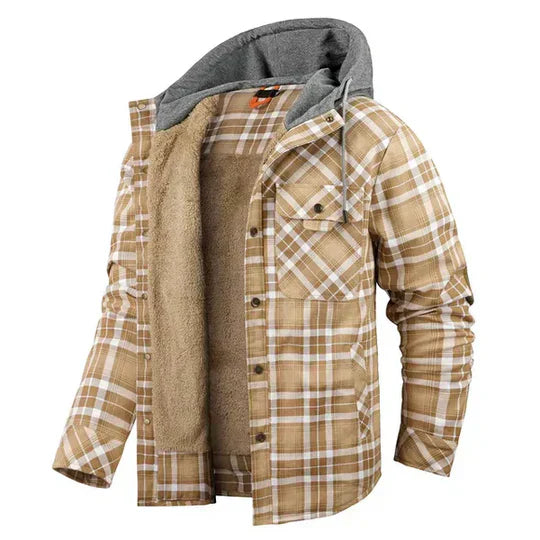 Karierte Hemdjacke mit Kapuze für Herren
