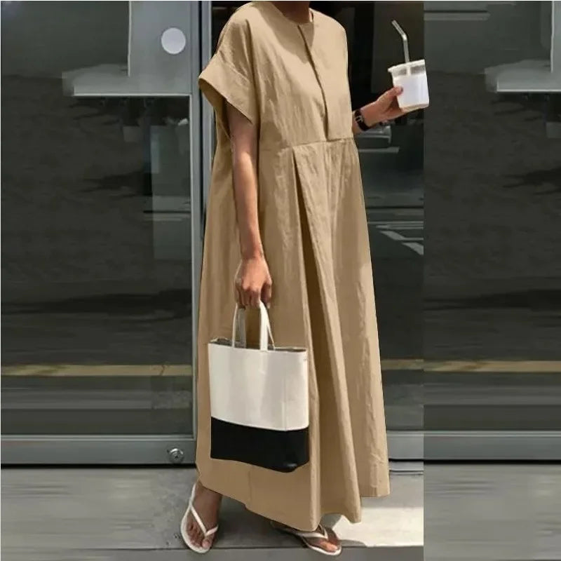 Damen Sommer Maxikleid mit kurzen Ärmeln