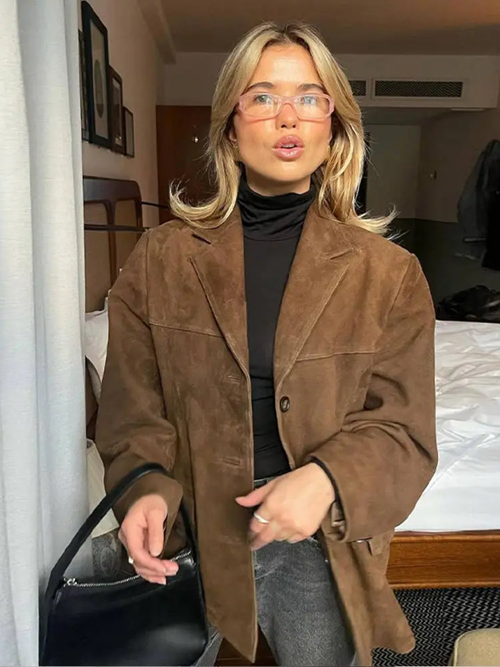 Klassische Wildlederjacke für Damen