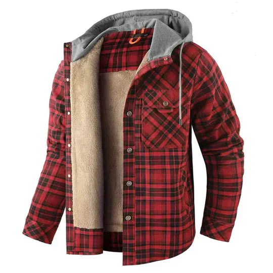 Karierte Hemdjacke mit Kapuze für Herren