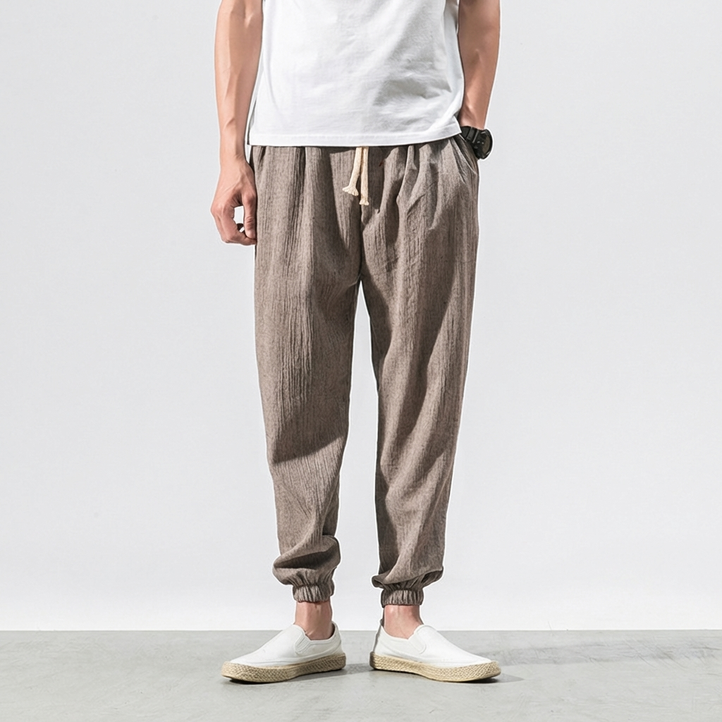 Bequeme Hose für Herren aus Baumwollmischung und Leinen