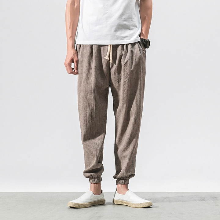 Bequeme Hose für Herren aus Baumwollmischung und Leinen