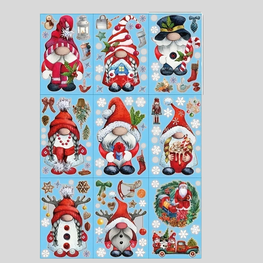 XL-Fensteraufkleber-Set – Weihnachtsmann-Motiv (9 Bögen)