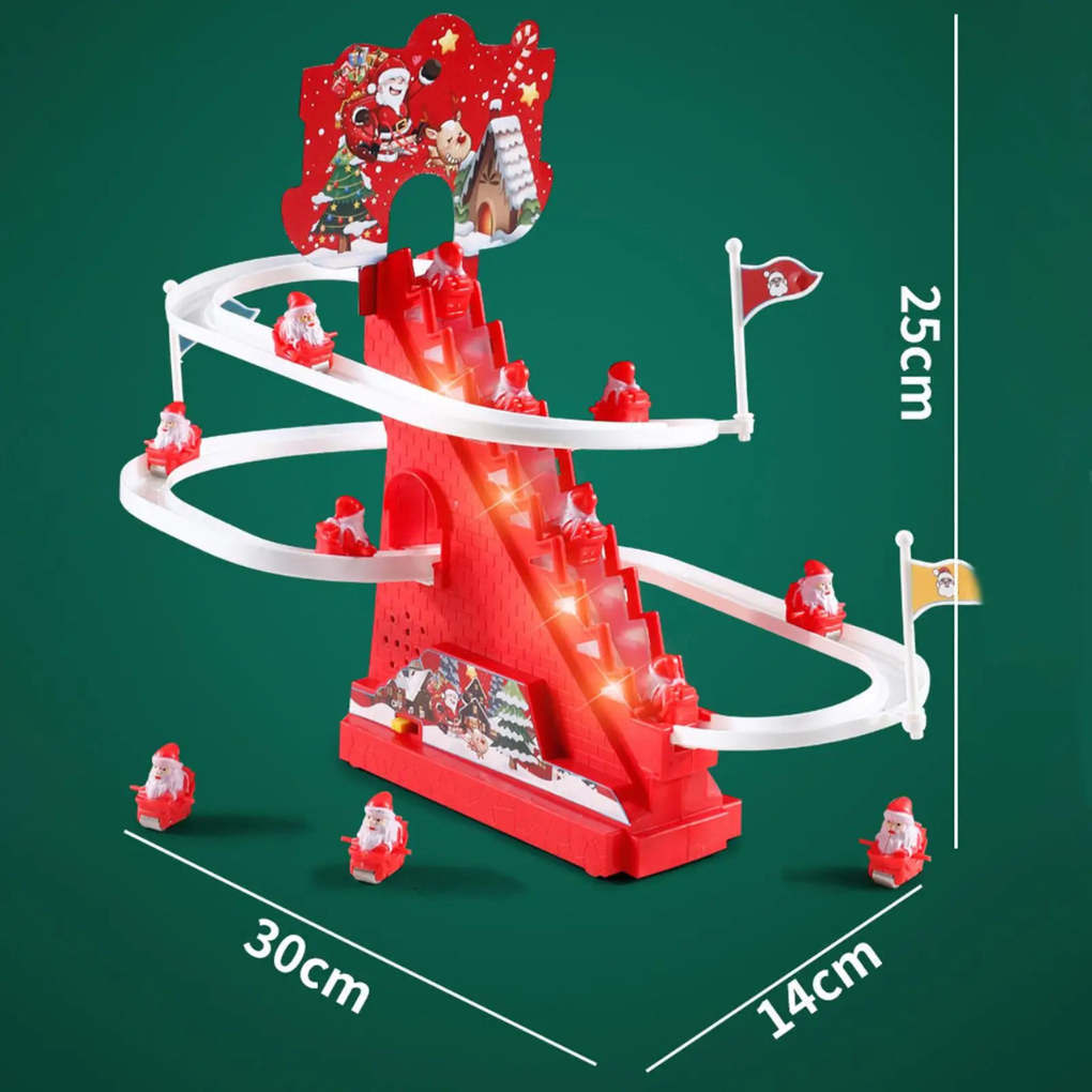 Elektrischer Weihnachtsmann klettert Leiter hinauf