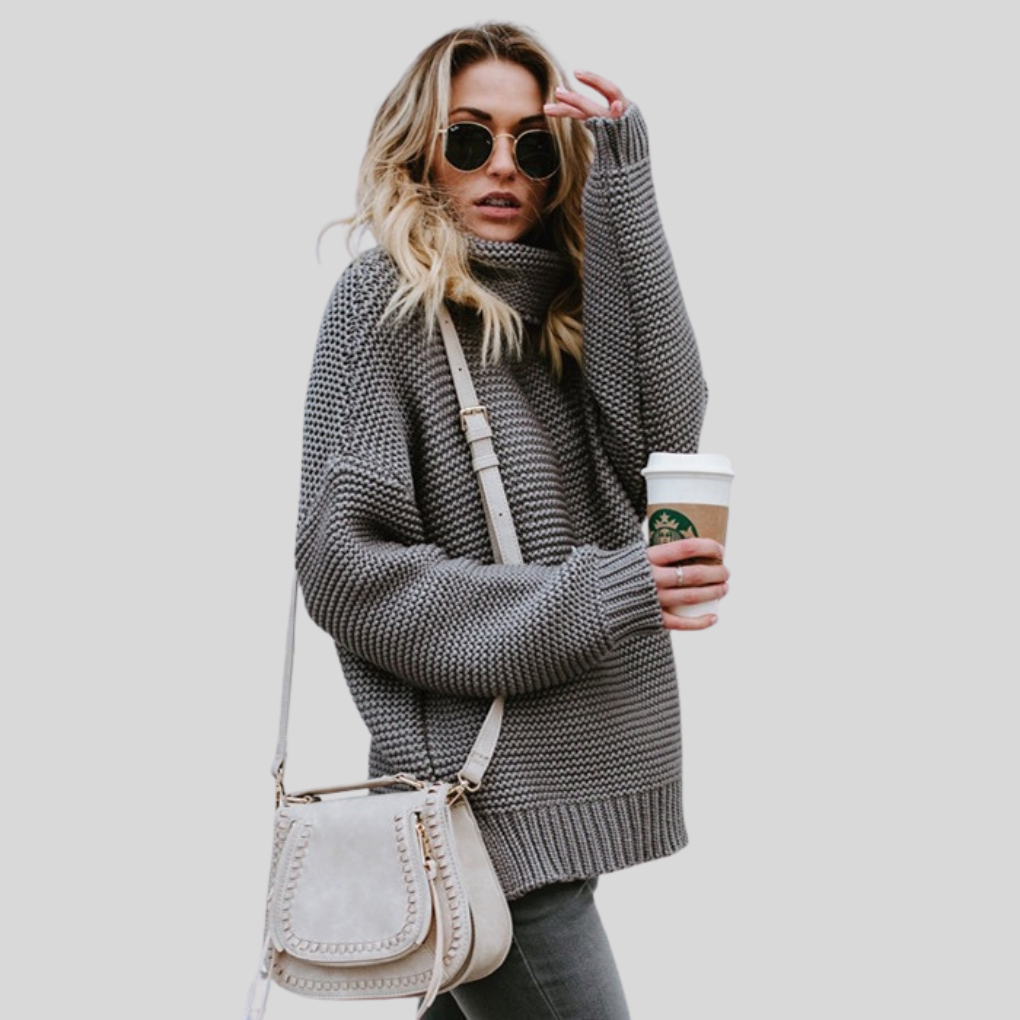 Luxuriöser Strickpullover mit Rollkragen für Damen