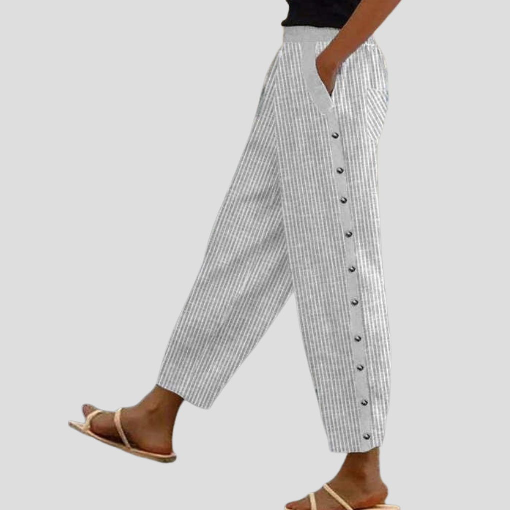 Gestreifte, lockere Hose mit Taschen für Damen