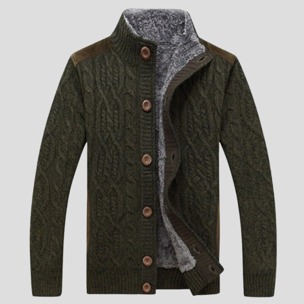 Herren-Strickjacke mit Plüschfutter